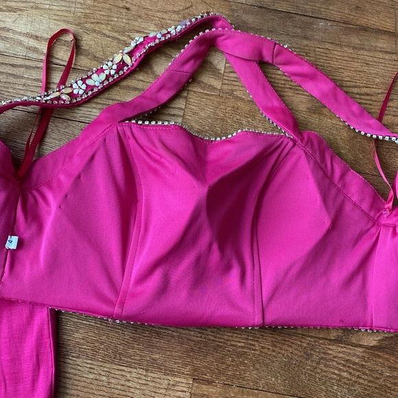 2 Piece Mac Duggal Pink embellished skirt set Festive / event / pageant / Barbie - Picture 10 of 17